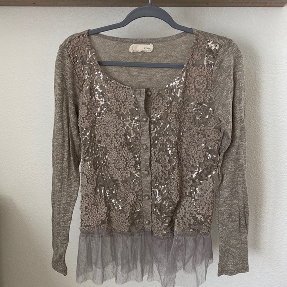 A’reve cardigan women size M in heathered brown. - Picture 1 of 6